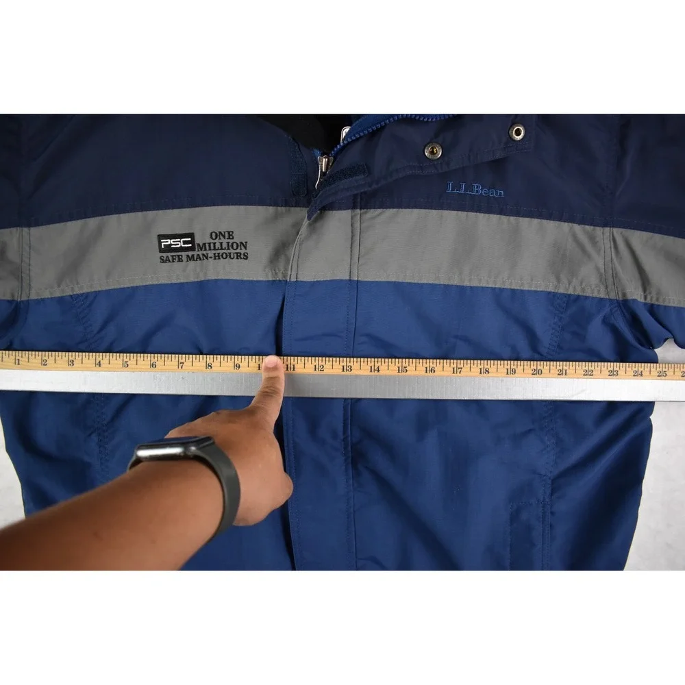 LL Bean 3 In 1 Men's Jacket Size LFull  Zip Blue Lined Fleece Heavyweight -Flaws
